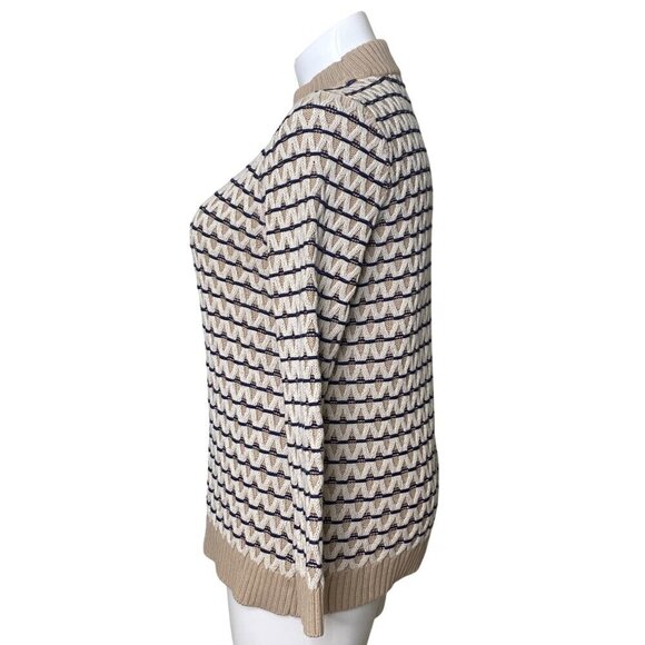 Talbots Textured Stripe Mockneck Sweater, Beige Long Sleeves Women's Size XL - Picture 7 of 11